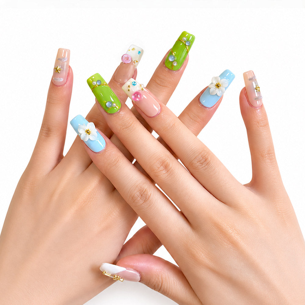 3D flower press on nail series