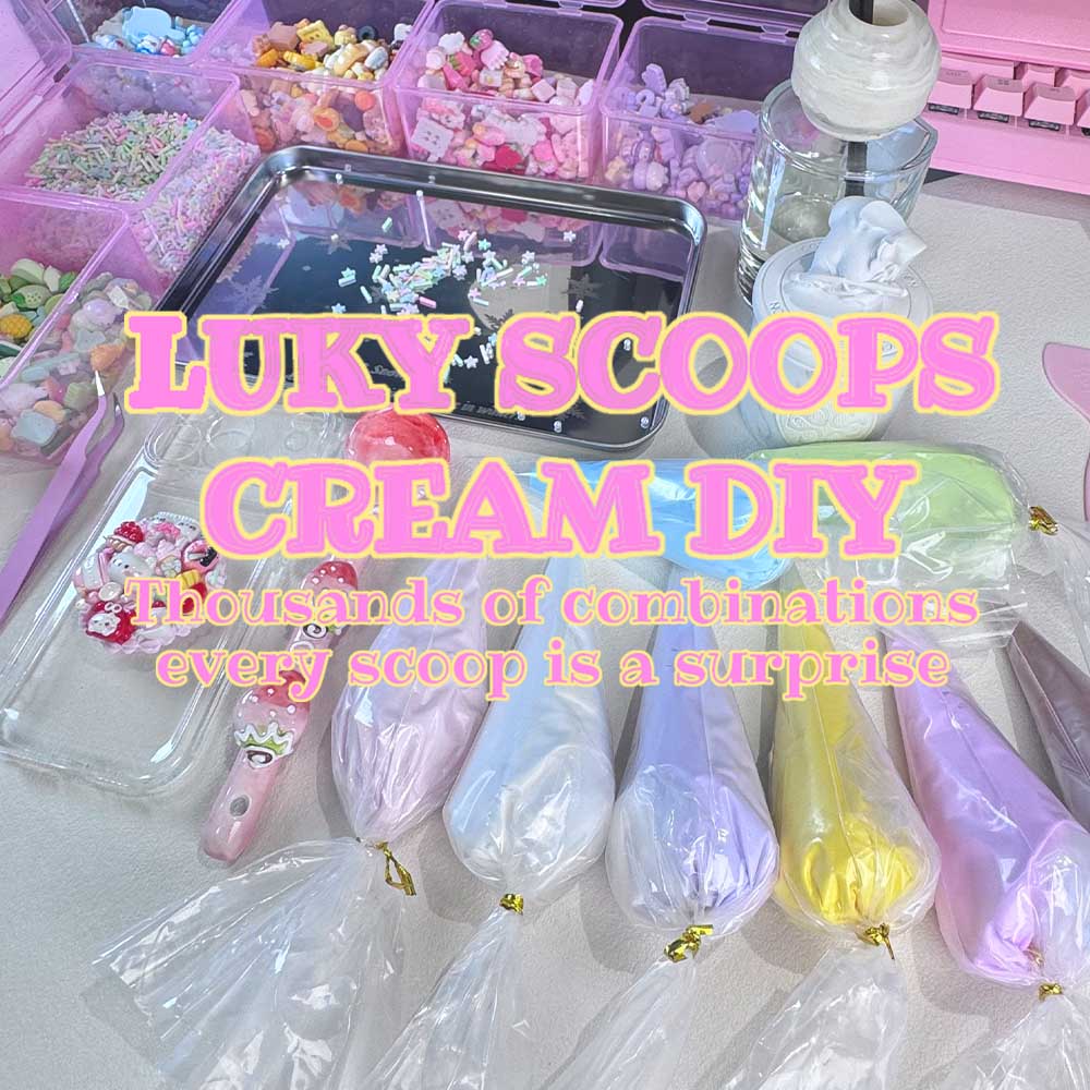 Lucky Scoop Cream DIY – Handmade Cream Glue Blind Charm | Phone Case, Card Sleeve & Keychain Pendant