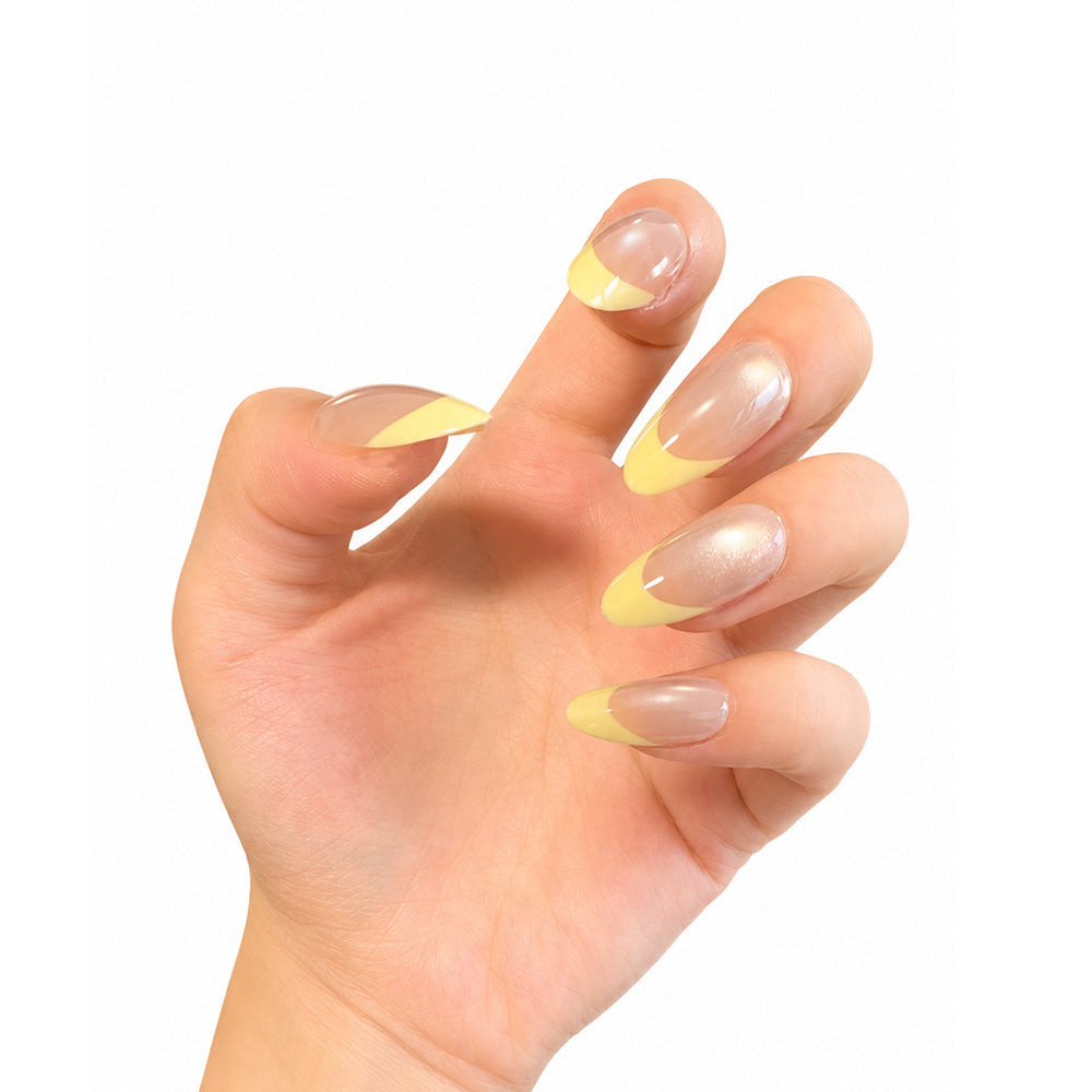 Classic cat-eye French tip almond press-on nails, medium-long nude transparent glossy minimalist nails, available in multiple colors, reusable for everyday elegant nails,30 pieces One size